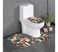 WZYWHJ Memory Fragments Picture Bathroom mat Sets of 4 Bathroom Floor Mats,Non-Slip, Durable,Does Easy to Clean Suitable for Bathroom and Toilet