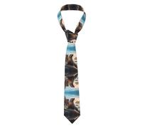 WZYWHJ Men's Necktie - Fashion Printed Silk Tie for Business, daily life, work, party 57X3.1 inch Sea lion on the rocks Picture, Black, One Size
