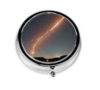 WZYWHJ Meteor Shower Pattern Circular Medicine Box Storage, Portable Travel with compartments, mini Pill Dispenser
