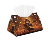 WZYWHJ Monkey Music Printing Paper Towels Rectangular Tissue Box Holder with Bottom Strap Modern Decorative Storage Bag