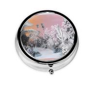 WZYWHJ Monochrome Plants Pattern Circular Medicine Box Storage, Portable Travel with compartments, mini Pill Dispenser