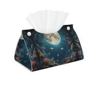 WZYWHJ Moon under the sea Printing Decorative storage box with rectangular leather tissue bag and bracket base