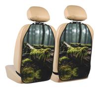 WZYWHJ Moss on Dead Wood Printed Car seat Anti Kick Storage pad 2 Pieces, Multi-Functional Storage Bag seat Protector After Installation