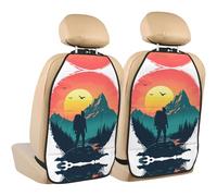 WZYWHJ Mountain Climbing Printing Car seat Anti Kick Storage pad 2 Pieces, Multi-Functional Storage Bag seat Protector After Installation