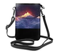 WZYWHJ Mountains at sunrise Pattern Women's leather phone bag crossbody package with adjustable shoulder strap