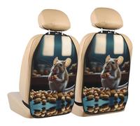 WZYWHJ Mouse Eating Peanuts Printed Car seat Anti Kick Storage pad 2 Pieces, Multi-Functional Storage Bag seat Protector After Installation