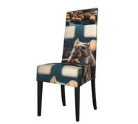 WZYWHJ Mouse Eating Peanuts Printed Detachable Chair Cover Quick Installation and Easy Maintenance Suitable for Square Chair Backs