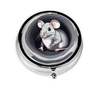 WZYWHJ Mouse in the Hole printing Circular medicine box storage, portable travel with compartments, mini pill dispenser