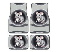 WZYWHJ Mouse in the Hole Printing Quality Car Floor Mats Set of 4 - Durable Polyester, Easy to Clean, Anti-Slip Bottom
