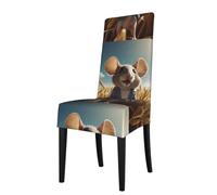 WZYWHJ Mouse on The Wheat Field Printed Detachable Chair Cover Quick Installation and Easy Maintenance Suitable for Square Chair Backs