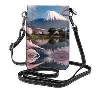 WZYWHJ Mt. Fuji in early spring printing Women's leather phone bag crossbody package with adjustable shoulder strap