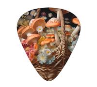 Wzywhj Mushrooms In The Flower Basket Printed Guitar Picks 12 Piece, Easy Grip Uke Picks Hold In One'S Hands, Ukulele, Acoustic Or Electric Electric Guitar