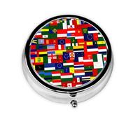 WZYWHJ National Flag Collection Pattern Circular Medicine Box Storage, Portable Travel with compartments, mini Pill Dispenser