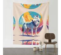 WZYWHJ National Geographic Wolf Prints Decorative tapestry 60x51 inch Suitable for wall hanging, dormitory
