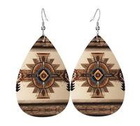 WZYWHJ Native American Painting Picture Ladies' leather earrings, simple water droplet pendant, fashionable holiday gift