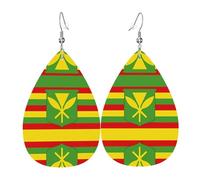 WZYWHJ Native Hawaiian Flag Picture Ladies' leather earrings, simple water droplet pendant, fashionable holiday gift