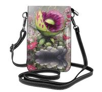 WZYWHJ Neon Venus Flytrap printing Women's leather phone bag crossbody package with adjustable shoulder strap