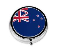 WZYWHJ New Zealand Flag Printing Circular Medicine Box Storage, Portable Travel with compartments, mini Pill Dispenser