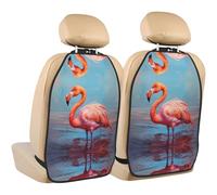WZYWHJ Nice Flamingo Printed Car seat Anti Kick Storage pad 2 Pieces, Multi-Functional Storage Bag seat Protector After Installation