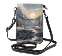 WZYWHJ Nordic Silence printing Women's leather phone bag crossbody package with adjustable shoulder strap