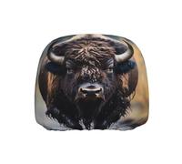 WZYWHJ North American Bison Printed Seat Head Pillowcase Car Truck General Motors Parts Protective Cover one Pack