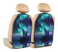 WZYWHJ Northern Lights Polar Bear Printed Car seat Anti Kick Storage pad 2 Pieces, Multi-Functional Storage Bag seat Protector After Installation