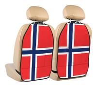 WZYWHJ Norwegian Flag Printed Car seat Anti Kick Storage pad 2 Pieces, Multi-Functional Storage Bag seat Protector After Installation