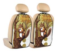 WZYWHJ Nut-Eating Squirrel Prints Car seat Anti Kick Storage pad 2 Pieces, Multi-Functional Storage Bag seat Protector After Installation