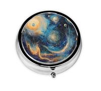 WZYWHJ Painting Planet Pattern Circular Medicine Box Storage, Portable Travel with compartments, mini Pill Dispenser