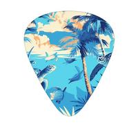 Wzywhj Palm Trees And Sea Turtles Diving Underwater Pattern Guitar Pick Easy Grip Uke Picks For Your Bass, Ukulele, Acoustic And Electric Guitar，12 Piece