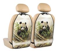 WZYWHJ Panda Digging Bamboo Shoots Printed Car seat Anti Kick Storage pad 2 Pieces, Multi-Functional Storage Bag seat Protector After Installation