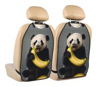 WZYWHJ Panda Eating Banana Printed Car seat Anti Kick Storage pad 2 Pieces, Multi-Functional Storage Bag seat Protector After Installation