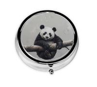 WZYWHJ Panda on a Tree Branch Printed Circular Medicine Box Storage, Portable Travel with compartments, mini Pill Dispenser
