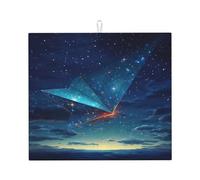 WZYWHJ Paper plane in the starry sky Printed Drying Mat for Kitchen : Made of sponge Water absorbent, With lanyard for hanging 18 x 16 in