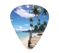 Wzywhj Paradise Beach Palm Trees Printing Guitar Plectrum Easy Grip Uke Picks Holdingï¼Œ Ukulele, Acoustic And Electric Guitarï¼Œ12 Piece
