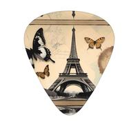 Wzywhj Paris Eiffel Tower Butterfly Pattern Guitar Pick Easy Grip Uke Picks For Your Bass, Ukulele, Acoustic And Electric Guitarï¼Œ12 Piece