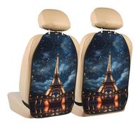 WZYWHJ Paris Tower Printed Car seat Anti Kick Storage pad 2 Pieces, Multi-Functional Storage Bag seat Protector After Installation