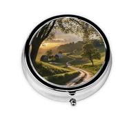 WZYWHJ Pastoral After rain Pattern Circular Medicine Box Storage, Portable Travel with compartments, mini Pill Dispenser