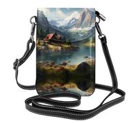 WZYWHJ Pastoral Forest Picture Leather Crossbody Flap Phone Bag - Versatile Gift for Women Walking, Camping, Shopping, and Travel