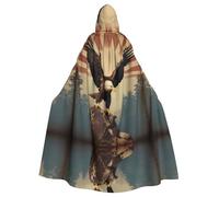 WZYWHJ Patriotic Eagle Printed aldult Cosplay Poncho Hooded Cloak for men and women Halloween Party