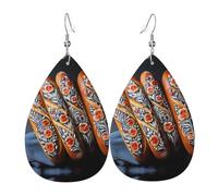 WZYWHJ Patterned bread Picture Ladies' leather earrings, simple water droplet pendant, fashionable holiday gift