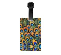 WZYWHJ Peacock Tail Feathers Printing Luggage Bag Tags, Men's and Women's Travel Privacy Protection Labels