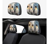WZYWHJ Penguins in The Door and Window Printed Car Pillowcase 2 Pieces, seat Cover Accessories, Protective Cover Universal