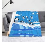 WZYWHJ Penguins on The Iceberg Printed Blankets Throws - Lightweight Warm Comfortable Soft Durable Home Practical Rest Outdoor