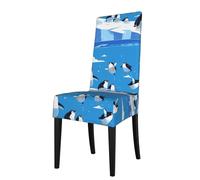 WZYWHJ Penguins on The Iceberg Printed Detachable Chair Cover Quick Installation and Easy Maintenance Suitable for Square Chair Backs