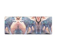 WZYWHJ Phosphor Wolf printing Extra large rubber keyboard pad, thickened anti slip Office desk cushion