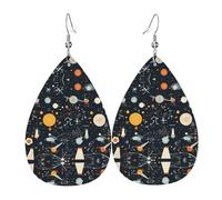 WZYWHJ physics print Picture Ladies' leather earrings, simple water droplet pendant, fashionable holiday gift