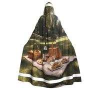 WZYWHJ Picnic on the lawn Printed aldult Cosplay Poncho Hooded Cloak for men and women Halloween Party