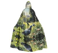 WZYWHJ Pigeons on the grass Printed aldult Cosplay Poncho Hooded Cloak for men and women Halloween Party