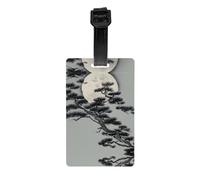 WZYWHJ Pine Tree Under The Moon Printing Luggage Bag Tags, Men's and Women's Travel Privacy Protection Labels